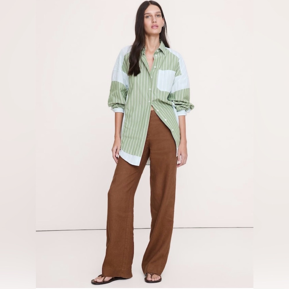 NWT Banana Republic Linen Wide Leg Pants Cinnamon Brown | Everyday Pant M
